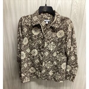 CROFT & BARROW Women's (Size PM) Long Sleeve Collared Button Down Shirt